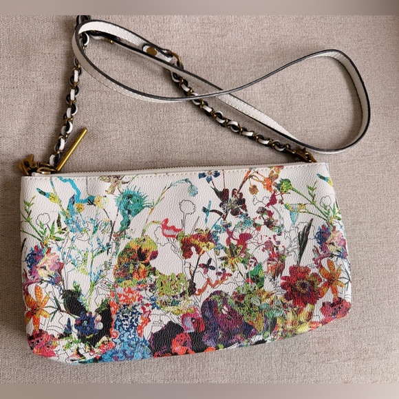 Elliott Lucca Handbags - Elliott Lucca White Floral Multicolor Chain Strap Crossbody